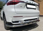 Защита заднего бампера угловая большая двойная с перемычками для автомобиля HAVAL F7X 2019 арт. GWF7.19.22-25