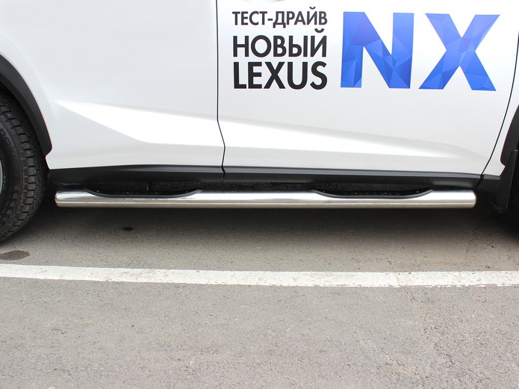 Пороги со степом d-76 для автомобиля Lexus NX-200 TURBO 2015--2017г.в., Технотек, арт. LNXT_2.1