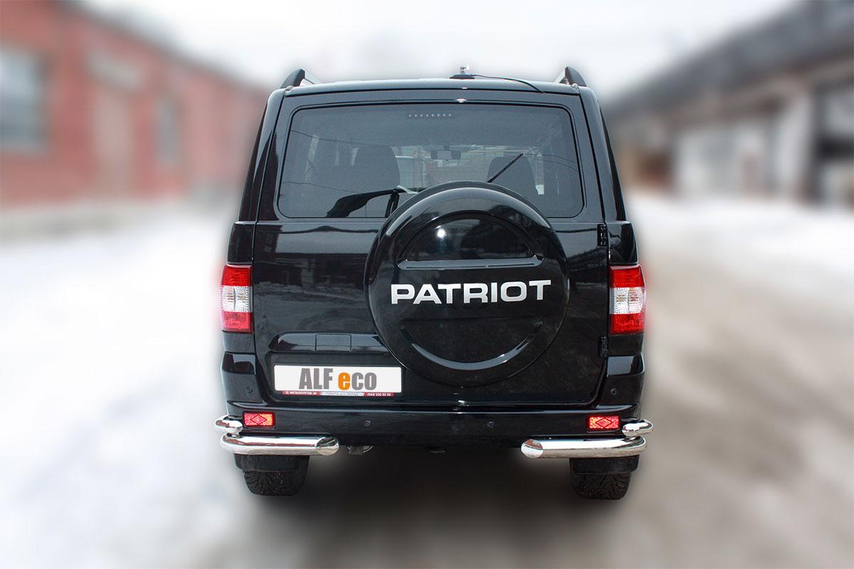 Защита задняя уголки двойные длинные D 76,1/50,8 для УАЗ Patriot(УАЗ Патриот), ALFeco арт. UAZPAT-14.11