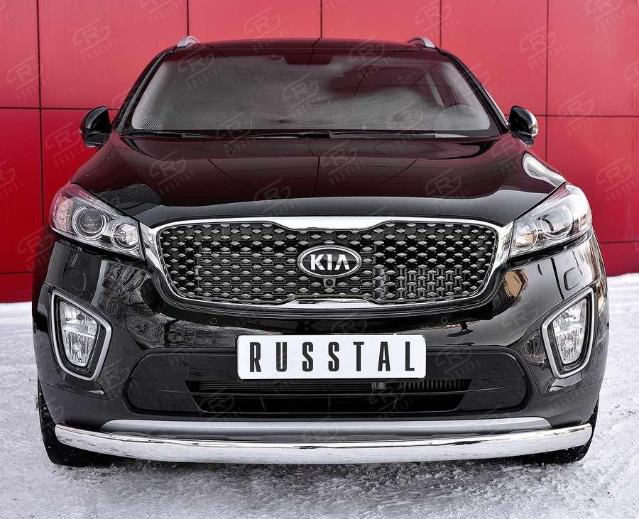 Защита переднего бампера d75х42 KIA Sorento Prime CRDI 2015, Slitkoff KSPZ-002209