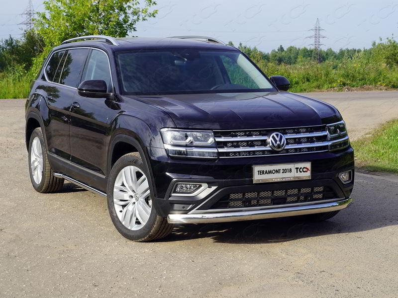 Защита передняя нижняя (овальная) 75х42 мм для автомобиля Volkswagen Teramont 2018-, TCC Тюнинг VWTER18-25