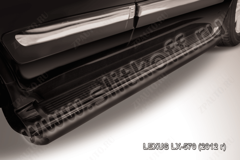 Защита штатного порога d57 черная Lexus LX-570 (2012-2015) , Slitkoff, арт. LLX570-12-007B