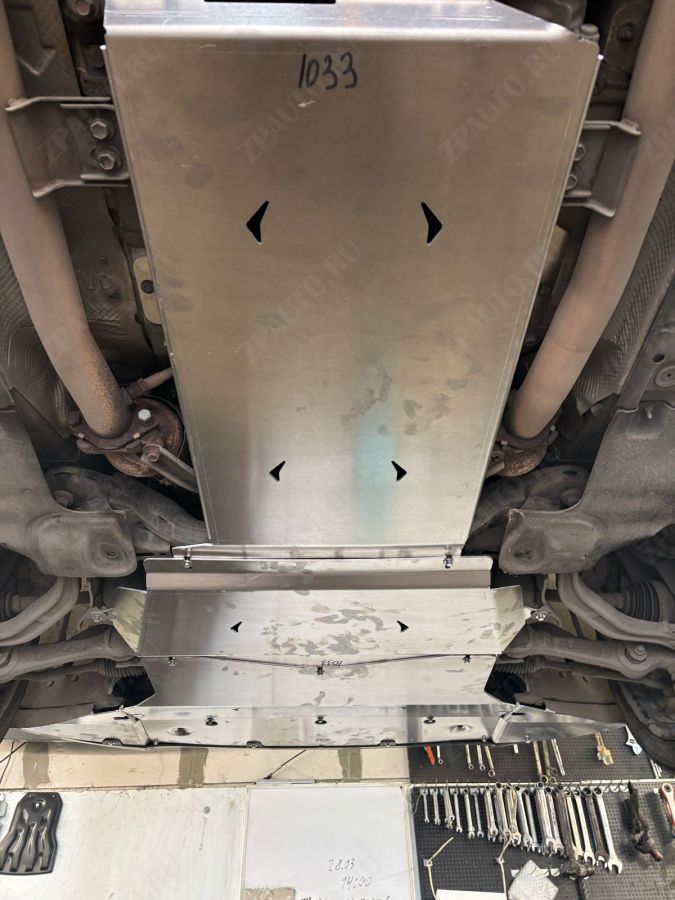 10.33ABC Защита картера двигателя и КПП GENESIS G90, V-5,0 (2018-2022) из 3-х частей (Алюминий 4мм)