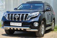 Защита переднего бампера d76/76 с клыками для Toyota LC Prado 150 2014, Руссталь LCPZ-001716