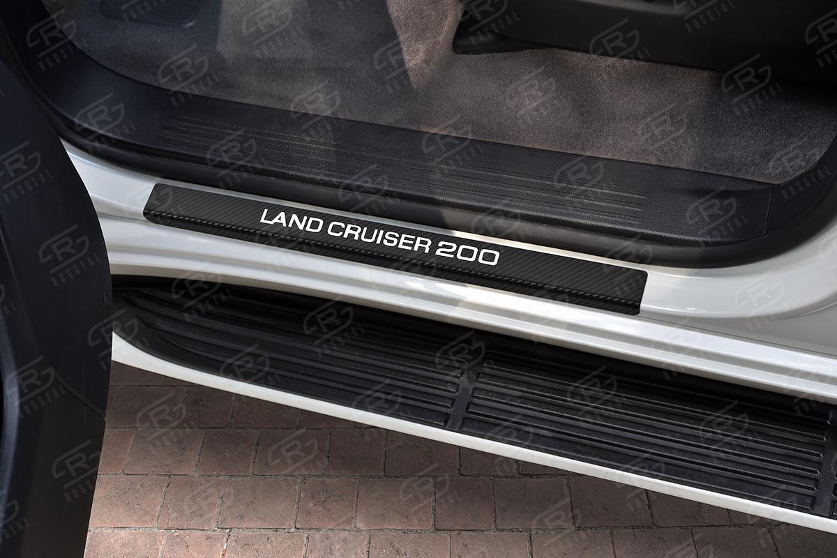 Накладки на пороги RUSSTAL (нерж., карбон, надпись) TOYLC07-06 для автомобиля Toyota Land Cruiser 200 2007-2012, Slitkoff