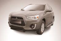 Защита переднего бампера d76 короткая черная Mitsubishi ASX (2012-2016) , Slitkoff, арт. MAS14-006B