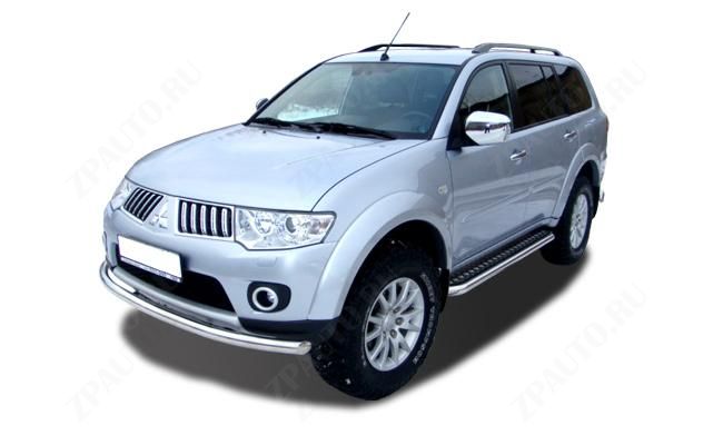 Пороги с накладным листом для автомобиля MITSUBISHI Pajero Sport 2008. MSPS.08.42, Россия