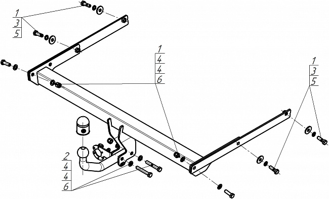 Фаркоп Ford Kuga 2013-2019, тип шара A, MOTODOR, арт. F102A