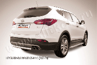 Защита заднего бампера d57 короткая Hyundai Santa-Fe (2012-2018) Black Edition, Slitkoff, арт. HSFT12-009BE