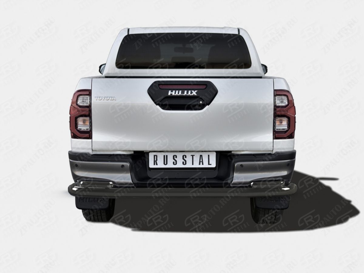 TOYOTA HILUX 2020- Защита заднего бампера d57 секции-d42 уголки black THZ-003503CH