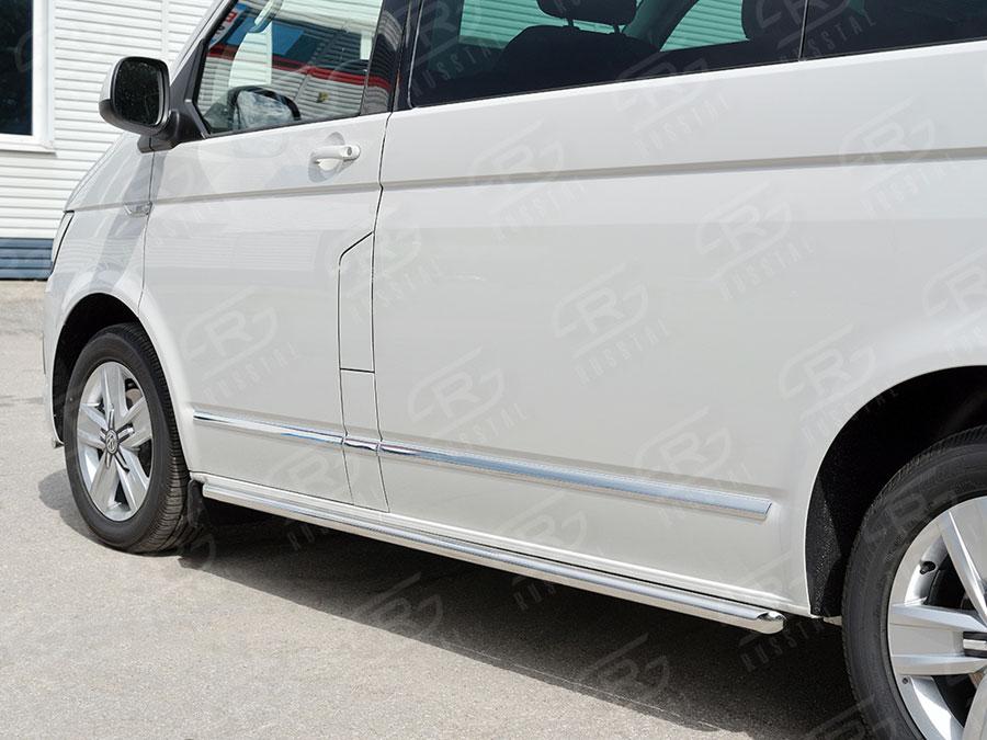 Пороги труба d42 правый Volkswagen Transporter T6 2015 Caravelle/Multivan короткая база, Slitkoff VCTT-002316