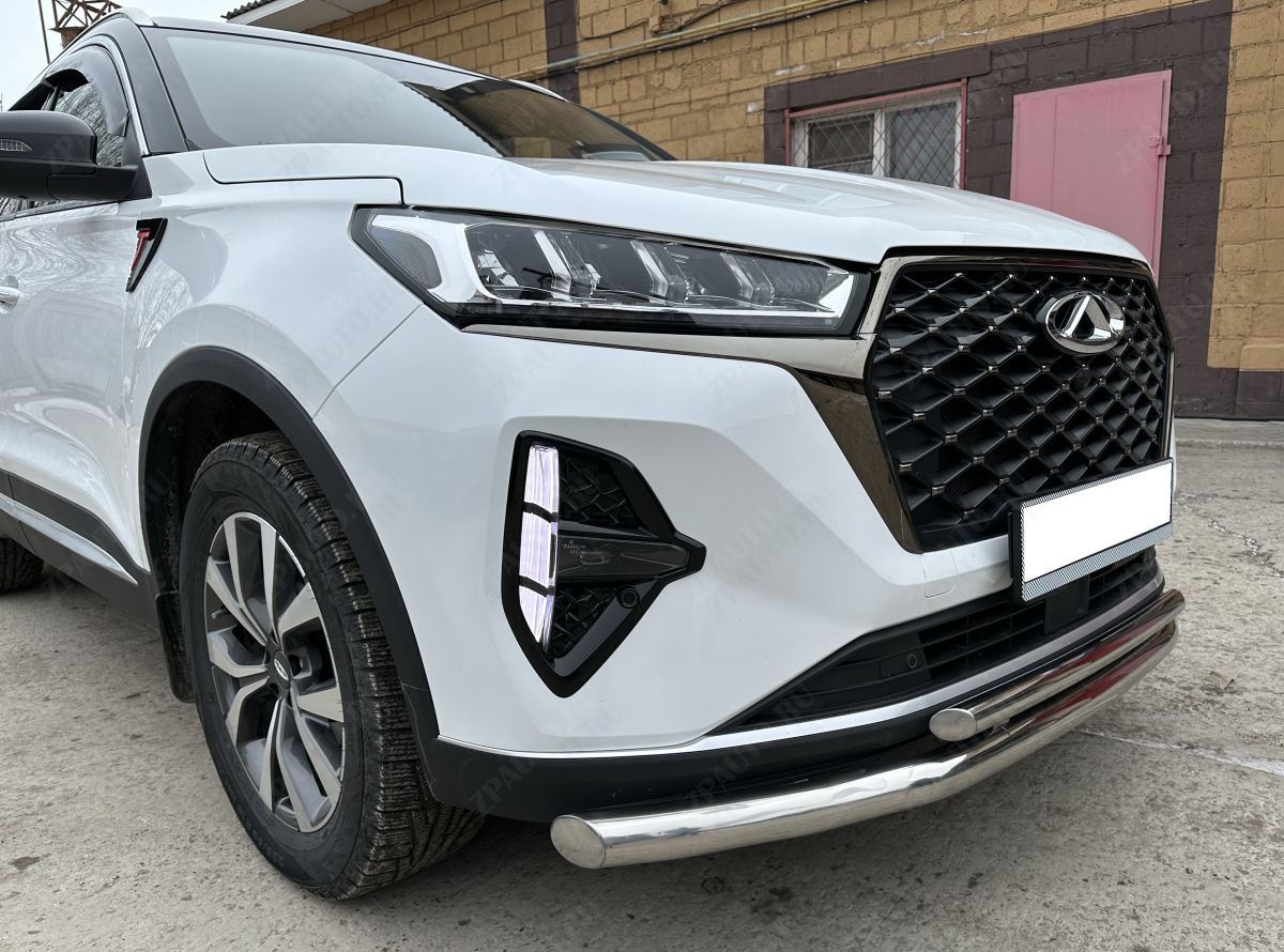 Защита переднего бампера двойная для автомобиля CHERY Tiggo 7 Pro Max 2022 арт. CTGPM.7.22.03