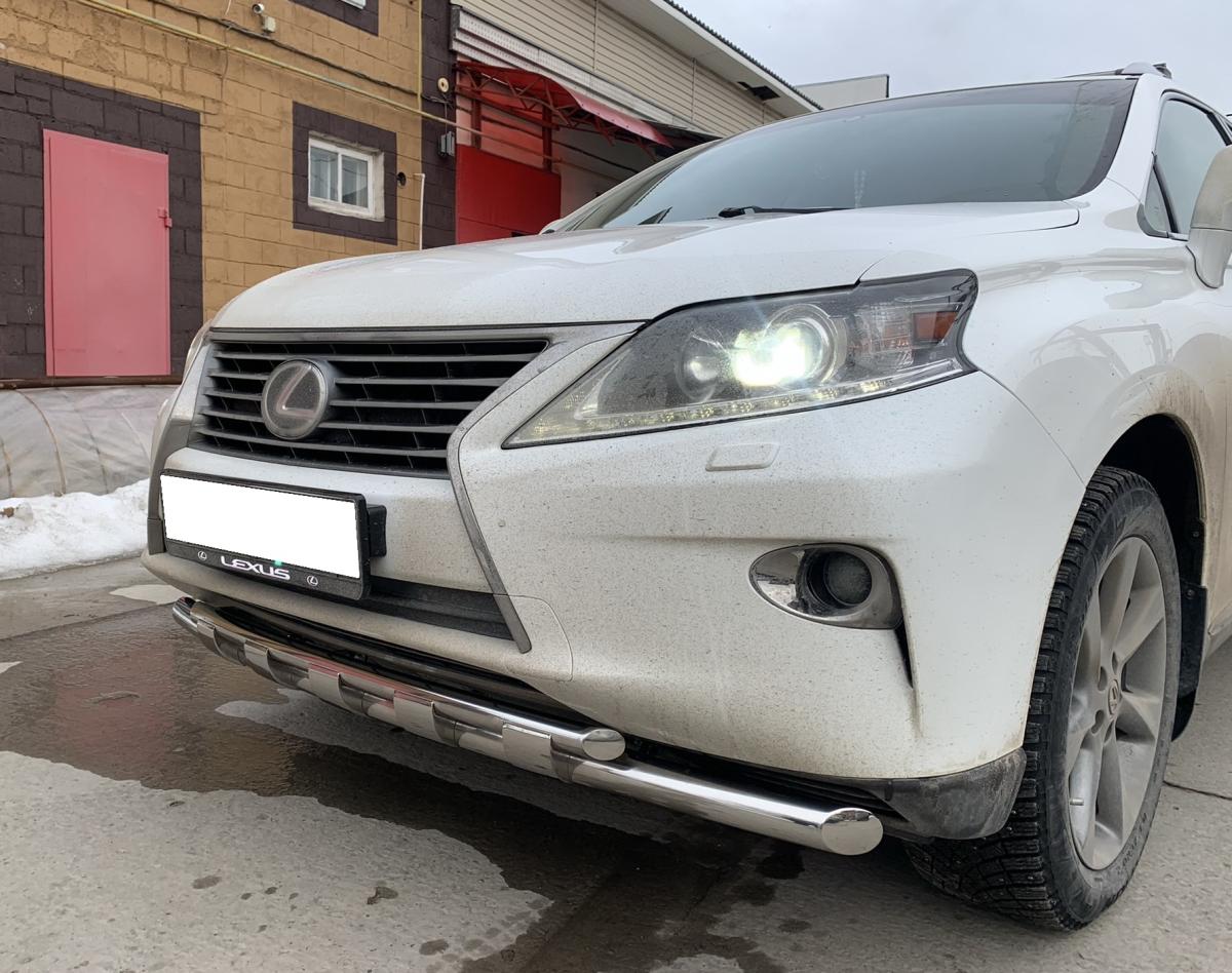 Защита переднего бампера двойная с перемычками для автомобиля Lexus RX270/RX350/RX450h  2009-2012,2012-2015 арт. LRX.270.09.75