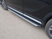 Пороги алюминиевые с пластиковой накладкой (карбон серые) 1720 мм для автомобиля Mitsubishi Eclipse Cross 2018-, TCC Тюнинг MITECLCR18-26GR