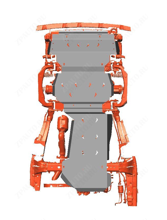 47.08ABC Защита картера ДВС, КПП и РК TANK 400 (2025-) из 3-х частей (Алюминий 4мм)