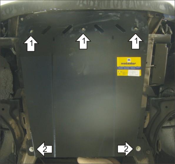 Защита стальная Мотодор (Двигатель, Коробка переключения передач), 2 мм, Сталь для Mercedes-benz Vito 1996-2003 арт. 01207