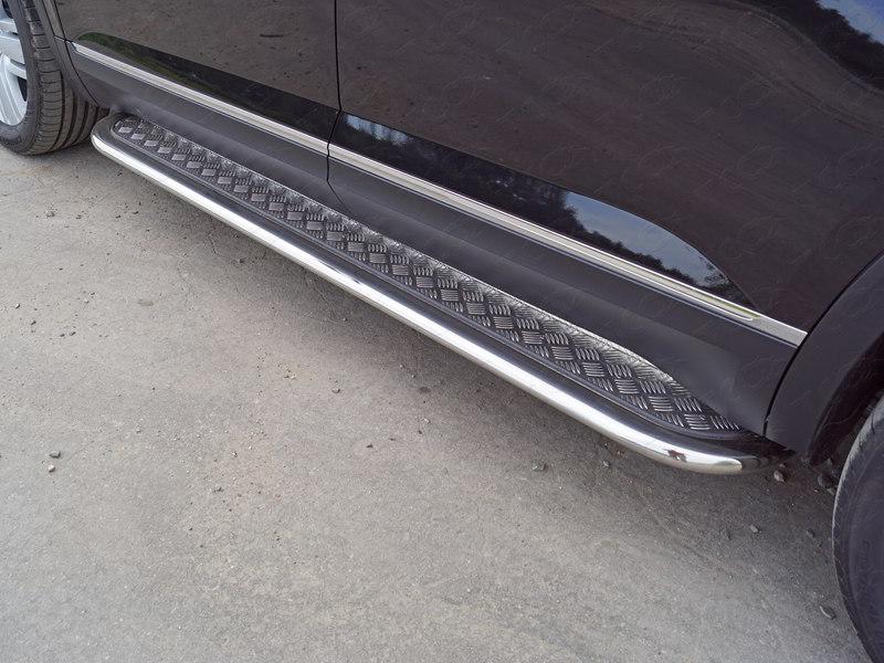 Пороги с площадкой 75х42 мм для автомобиля Volkswagen Teramont 2018-, TCC Тюнинг VWTER18-35