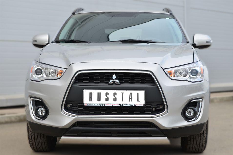 Защита переднего бампера d75х42 овал для Mitsubishi ASX 2013, Slitkoff MASZ-001323