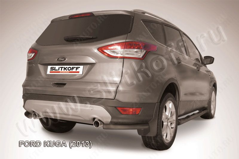Уголки d57 черные Ford Kuga (2012-2016) , Slitkoff, арт. FKG13-009B