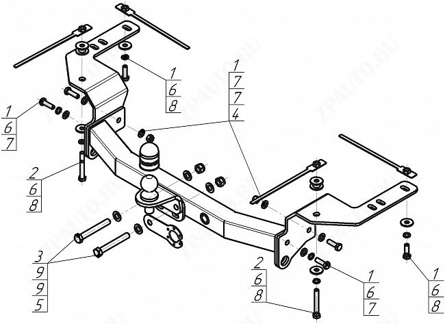 Фаркоп Toyota Land Cruiser 200  2015-2021, тип шара FE , Motodor, арт.92510-FE
