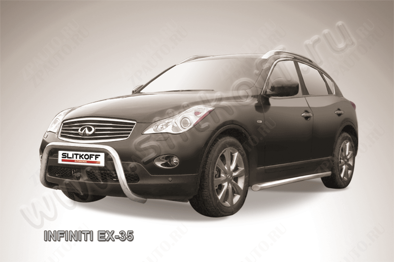 Кенгурятник d57 низкий мини Infiniti EX-35 (2007-2013) Black Edition, Slitkoff, арт. IN.EX001BE