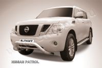 Кенгурятник d76 низкий широкий мини Nissan Patrol (2010-2014) Black Edition, Slitkoff, арт. NIPAT009BE