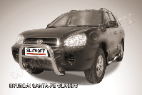 Кенгурятник низкий d76 Hyundai Santa-Fe Classic (2000-2012) Black Edition, Slitkoff, арт. HSFT004BE