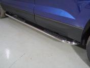 Пороги овальные гнутые с накладкой 75х42 мм для автомобиля Volkswagen Taos 2021- арт. VWTAO21-20