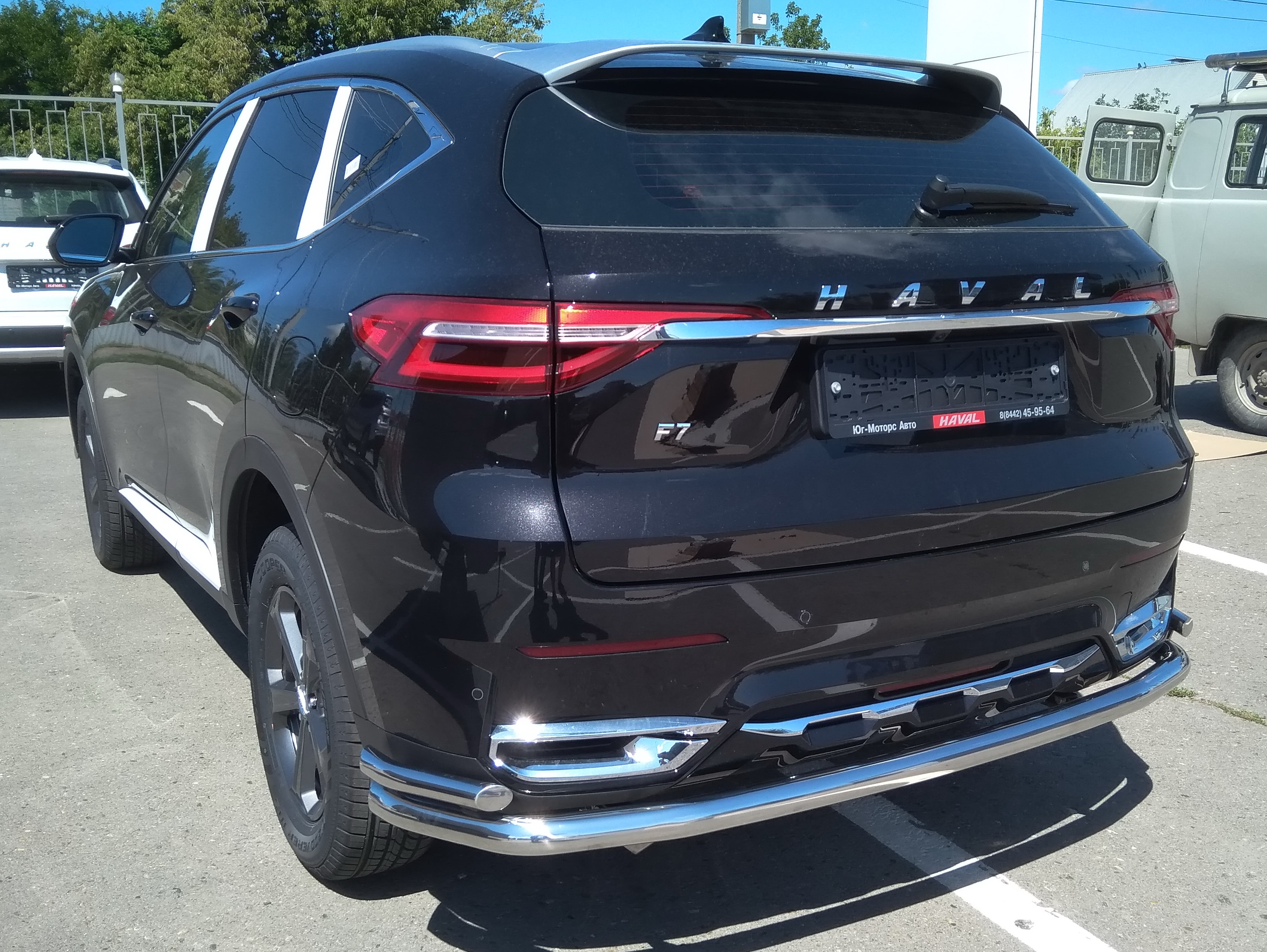 Защита заднего бампера угловая большая двойная для автомобиля Haval F 7 2019. GWF7.19.21-1, Россия