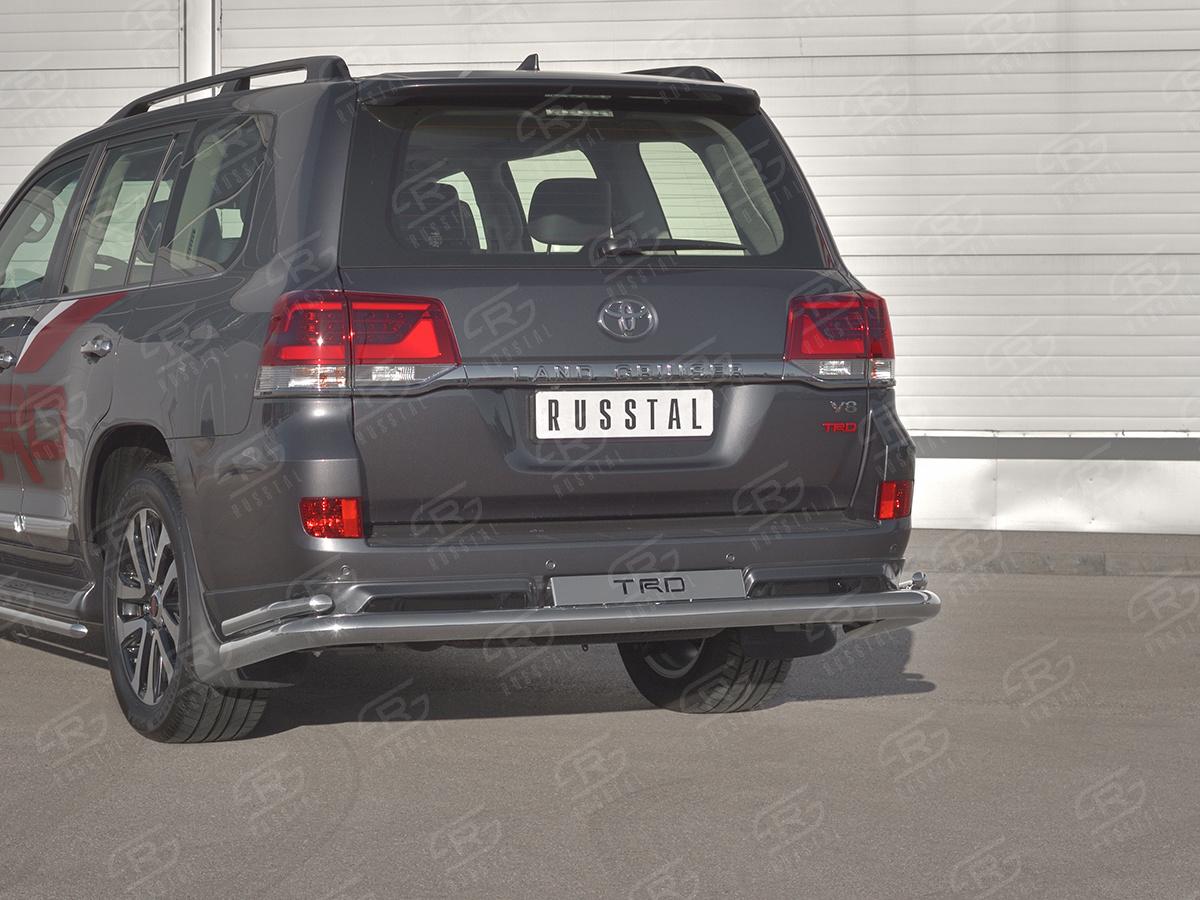 Защита заднего бампера d76 секции-d42 уголки с надписью для автомобиля Toyota Land Cruiser 200 TRD 2019 арт. TLCZ-003336, Slitkoff