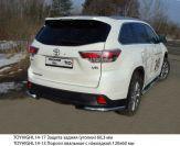 Защита задняя (уголки) 60,3 мм для автомобиля Toyota Highlander 2014-2016, TCC Тюнинг TOYHIGHL14-17