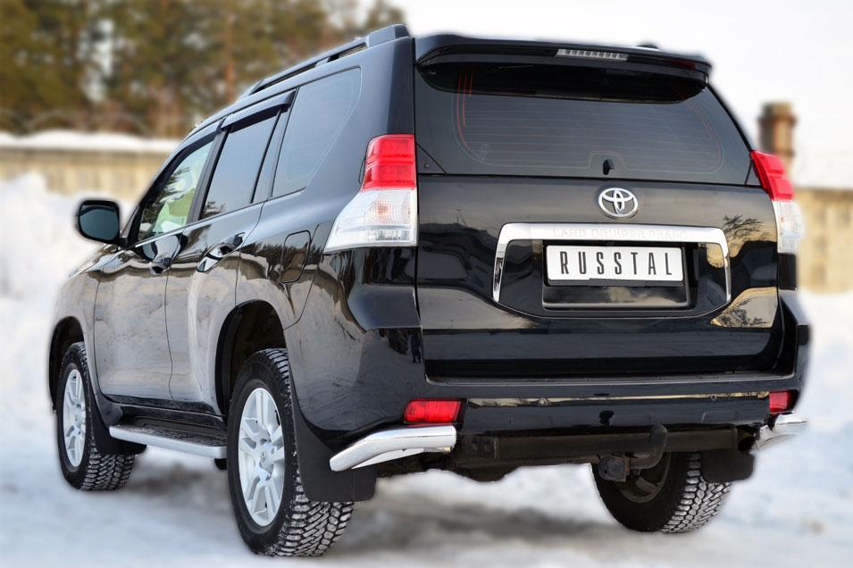 Защита заднего бампера уголки d76 для Toyota Land Cruiser Prado 150, Slitkoff PNZ-001618