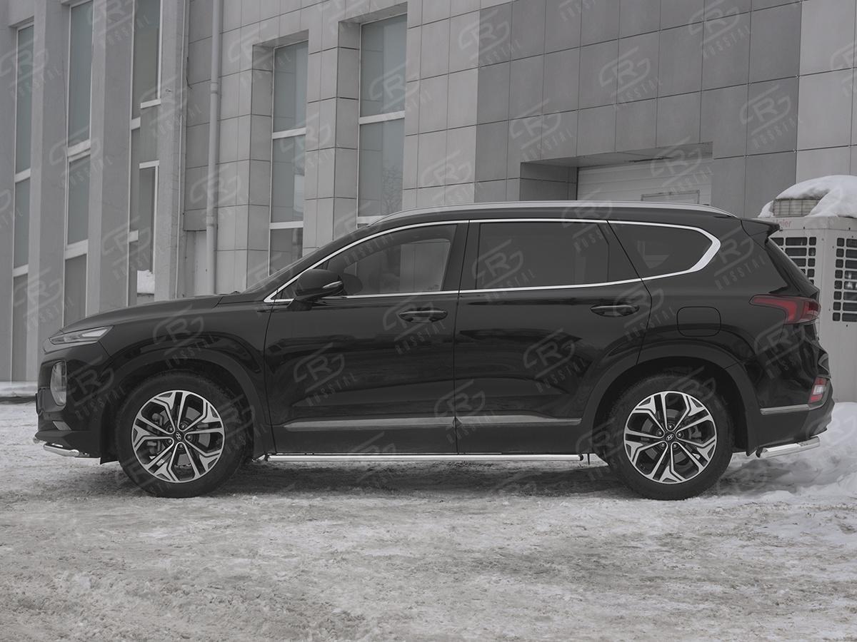 Пороги труба d42 секции (вариант 1) HSFT-003173 для автомобиля HYUNDAI SANTA FE 2018-, Slitkoff