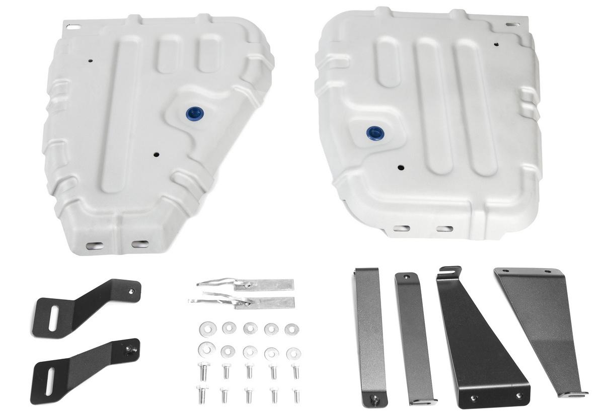 Защита топливного бака Rival для Audi Q3 II 4WD 2018-н.в., штампованная, алюминий 3 мм, с крепежом, 2 части, 333.0355.1