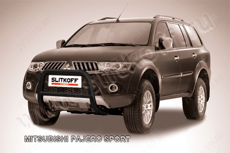 Кенгурятник d57 низкий черный Mitsubishi Pajero Sport (2004-2008) , Slitkoff, арт. MPS006B