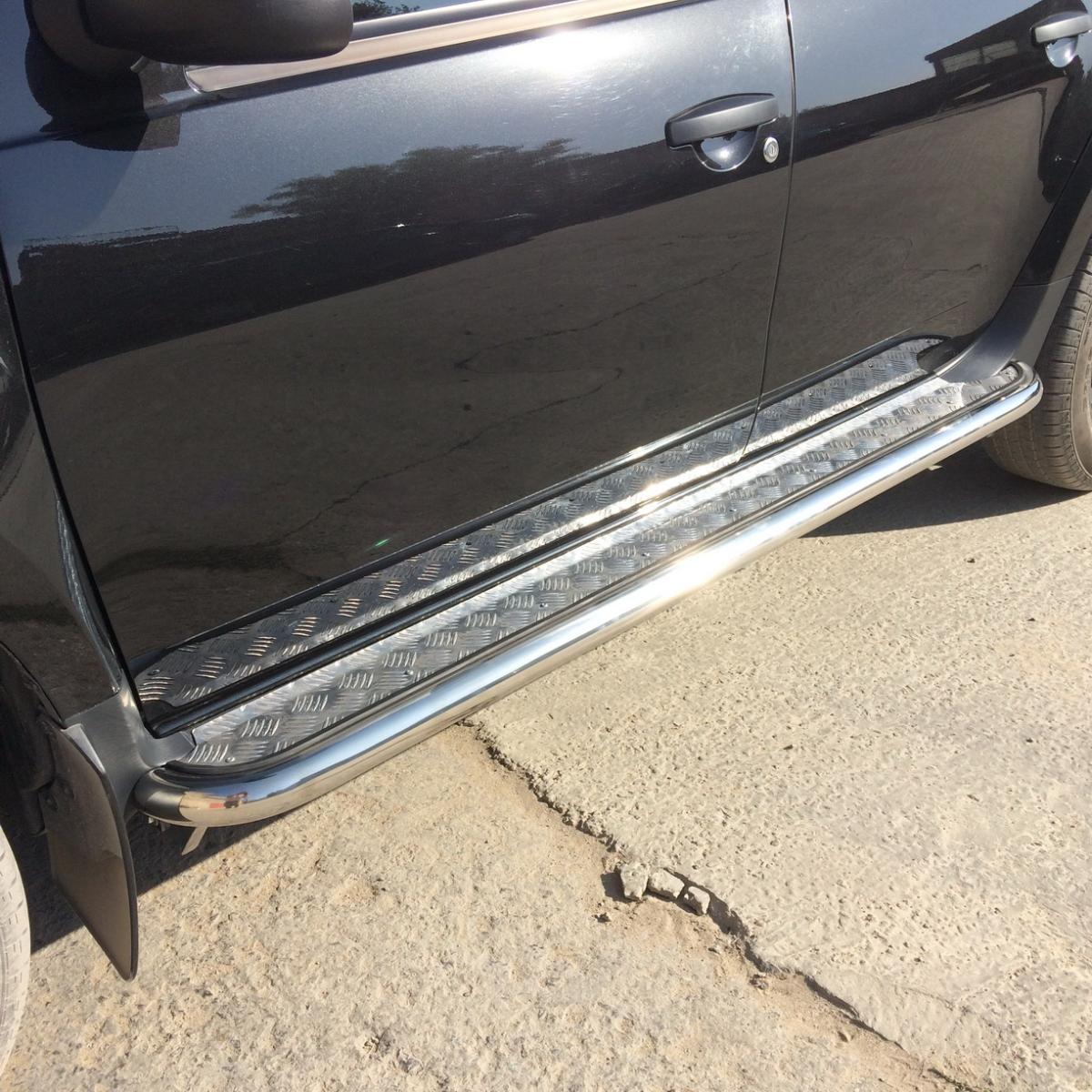 Пороги с накладным листом для автомобиля RENAULT Duster 2011, Россия RD.11.41-3