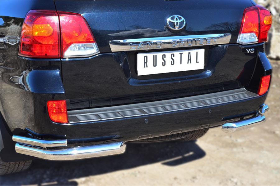 Защита заднего бампера уголки d76/42 для Toyota Land Cruiser 200 2012, Slitkoff TLCZ-001647