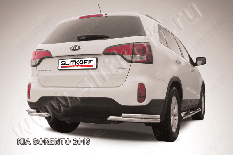 Уголки d57+d42 двойные Kia Sorento (2012-2021) Black Edition, Slitkoff, арт. KS13-013BE