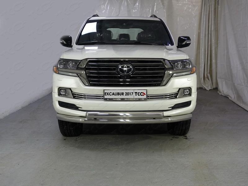 Защита передняя нижняя (двойная) 76,1/75 мм для автомобиля Toyota Land Cruiser 200 EXCALIBUR 2017-, TCC Тюнинг TOYLC200EXCAL17-05