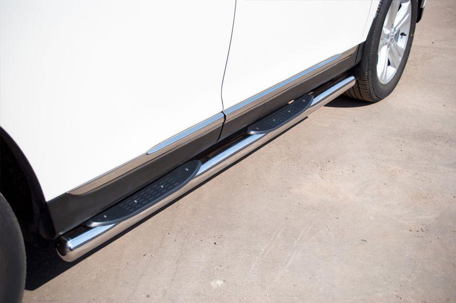 Пороги труба d76 с накладками вариант 3 для Toyota Highlander 2010, Slitkoff THT-0007357