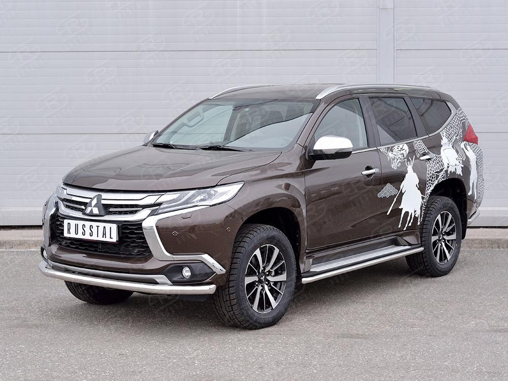 Защита переднего бампера d57 для Mitsubishi Pajero Sport 2016, Slitkoff MPJSZ-002483