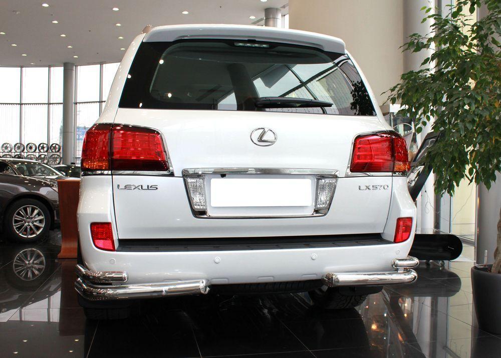 Защита заднего бампера "уголки" d-76+53 для Lexus LX 570, Технотек LX09_7