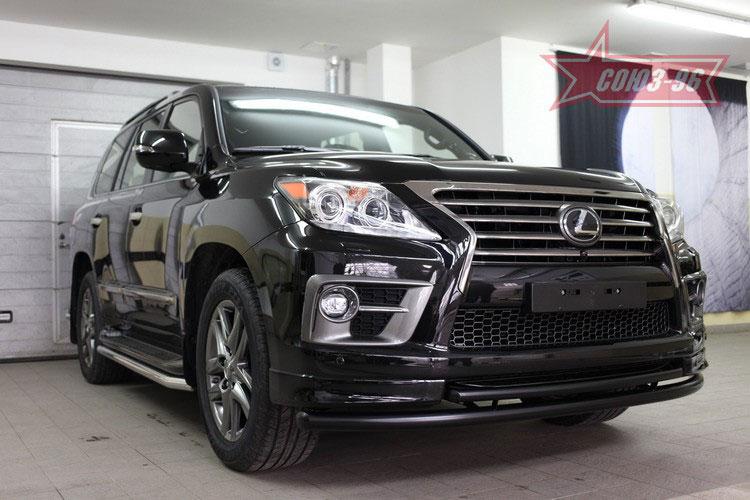 Защита переднего бампера труба d60/42 двойная черная для Lexus LX570 Sport 2013-, Lexus LX57.48.5008
