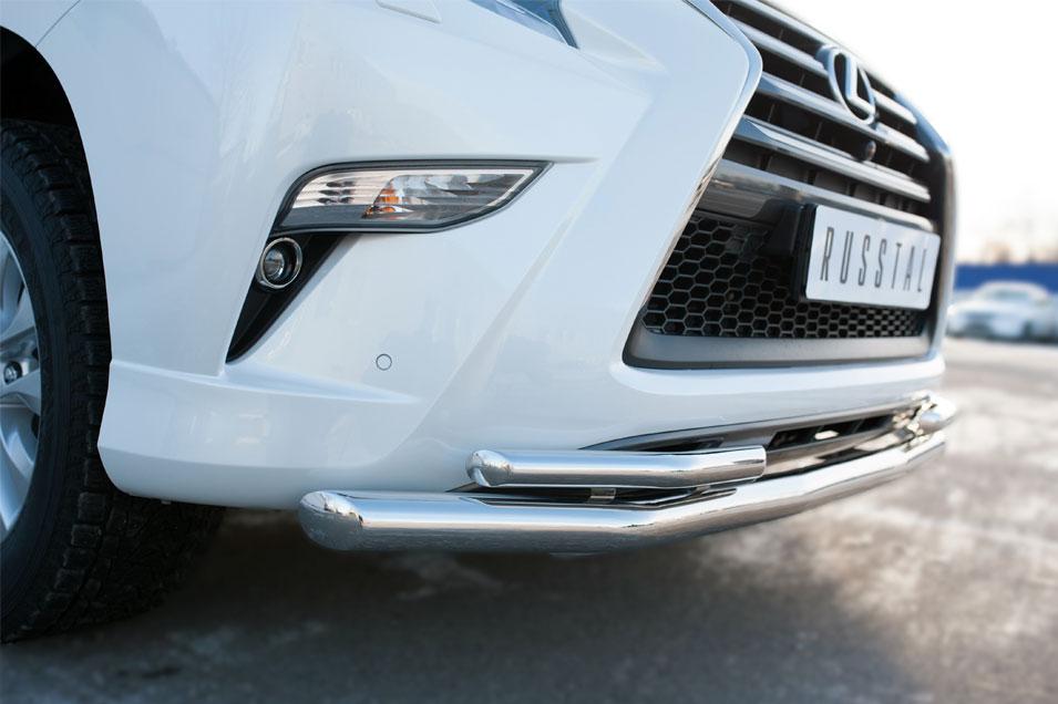 Защита переднего бампера d63/42х2 уголки для Lexus GX 460 2014, Руссталь LGXZ-001839