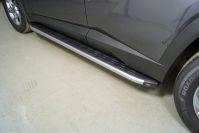 Пороги алюминиевые с пластиковой накладкой (карбон серебро) 1820 мм для автомобиля Hyundai Tucson 2021- TCC Тюнинг арт. HYUNTUC21-21SL