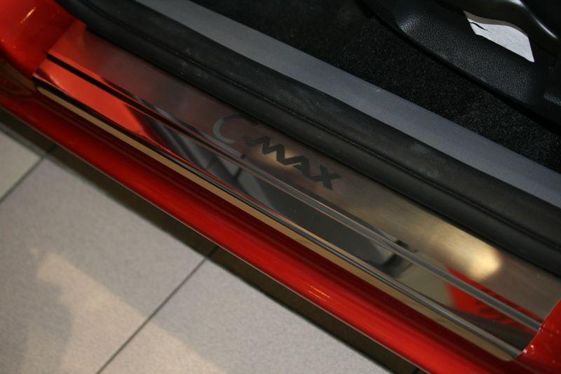 Накладки на внутренние пороги с логотипом на металл для Ford C-MAX 2005, Союз-96 FCMA.31.3027