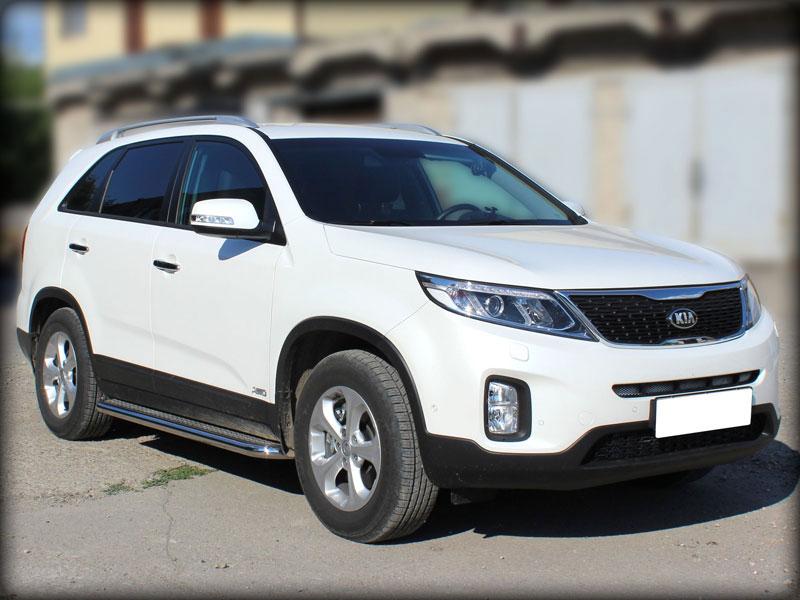Пороги с листом d-60 для KIA Sorento II 2012, Технотек KST13_2
