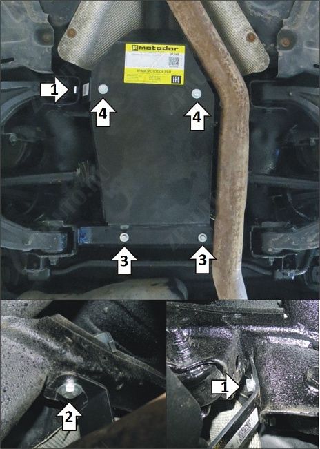 Защита стальная Мотодор (Задний дифференциал), 2 мм, сталь для Mercedes-benz M-class  2011-2015 арт. 01240