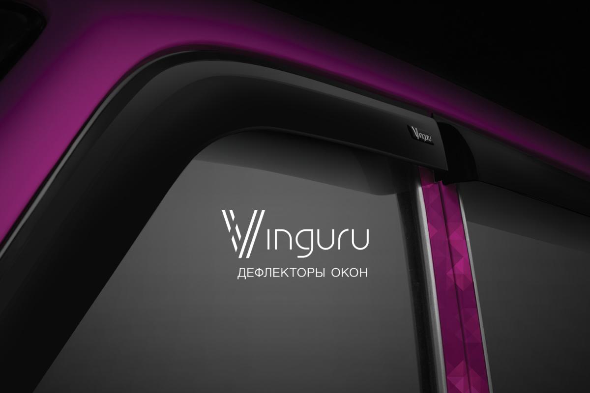 Дефлекторы окон Vinguru VW Polo 2010-2020 /сед/накладные/скотч/к-т 4 шт./литьевой поликарбонат
