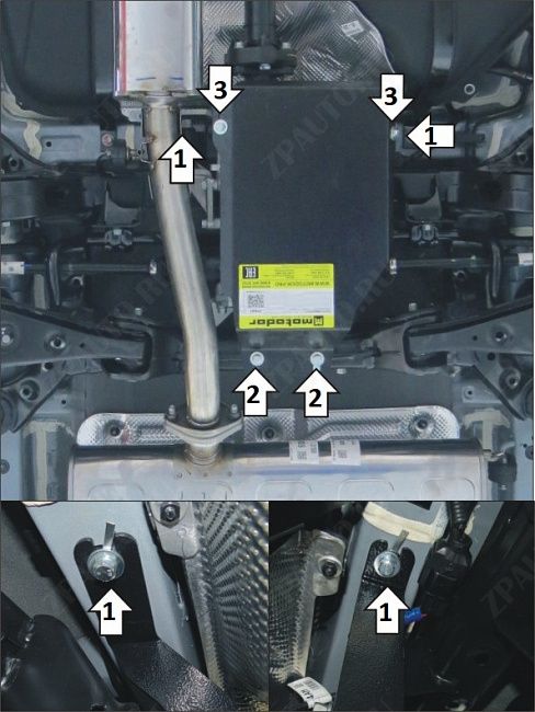 Защита стальная Мотодор (Задний дифференциал), 2 мм, Сталь для Hyundai Tucson 2018- арт. 01041
